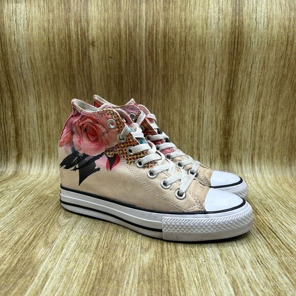 Converse Chuck Taylor All Star Lux Women's Size 7 Mid Hidden Wedge‎ Rose 554454C - Picture 1 of 9